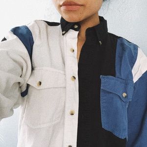 Unisex Wrangler Two Toned Collar Button Up